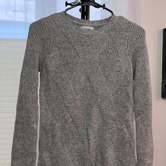 Calvin Klein Cotton Blend Heather Grey Knit sweater - Picture 3 of 9